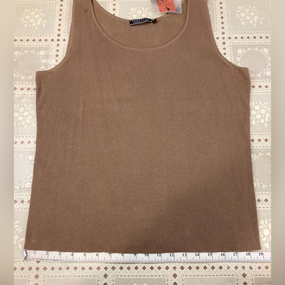 Peruvian Connection Women's Brown Fitted Sleeveless Tank Top Size XL NWT - Picture 10 of 10